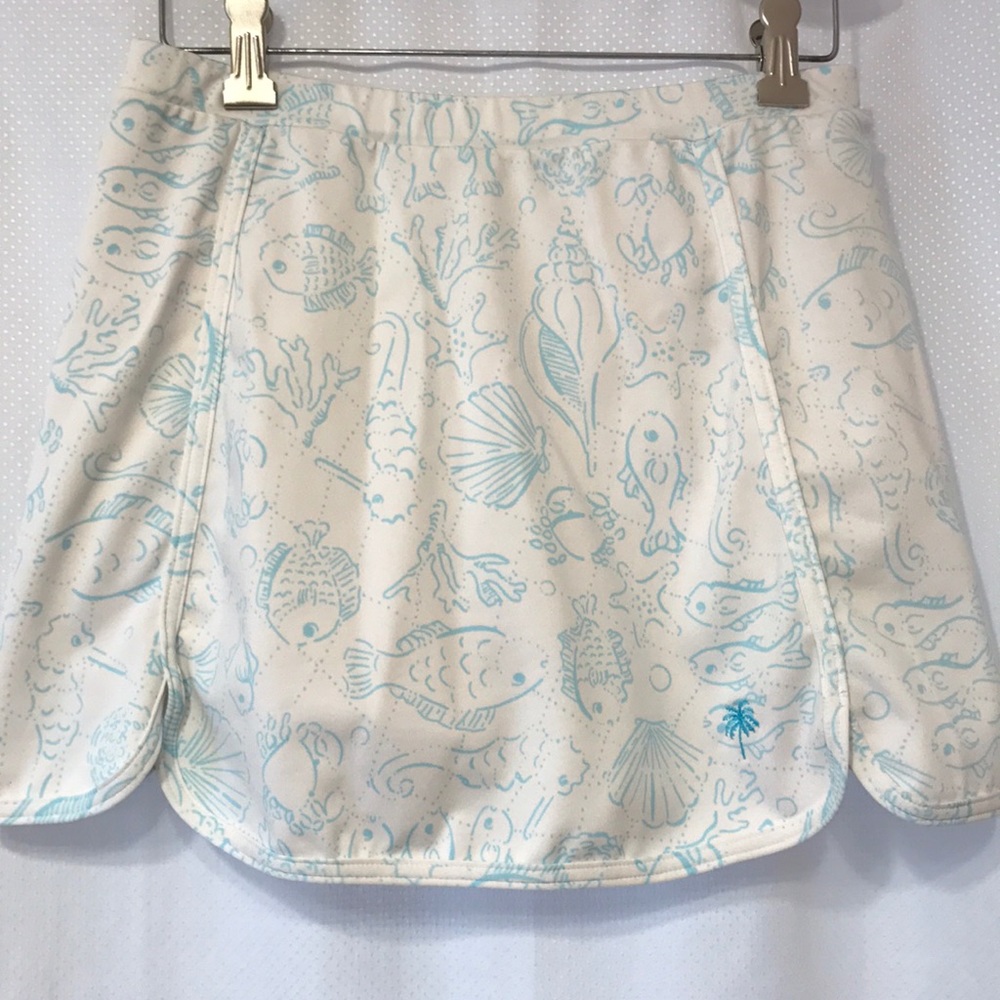 Lilly Pulitzer Cream Skirt with Light Blue Sea Life Print